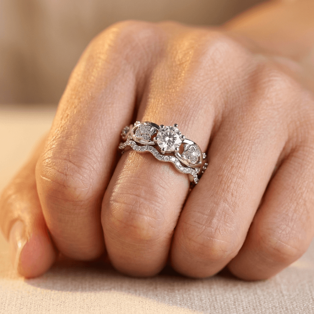 Rose Flower Wavy Hollow Band Ring