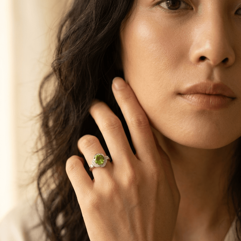 Luxury Green Synthetic Zircon Engagement Ring