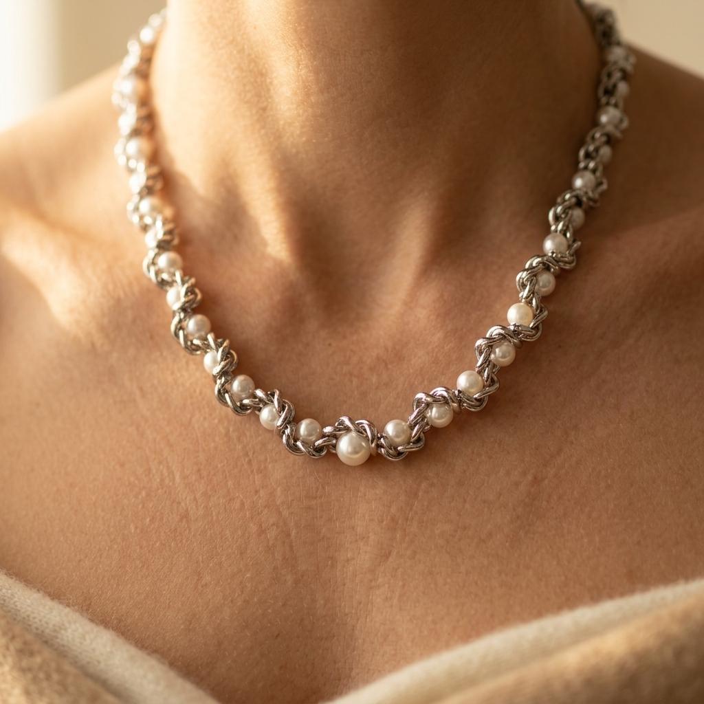 Elegant Pearl Chain Necklace