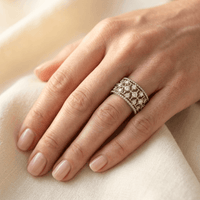 Elegant Floral Cubic Zirconia Wide Band Ring