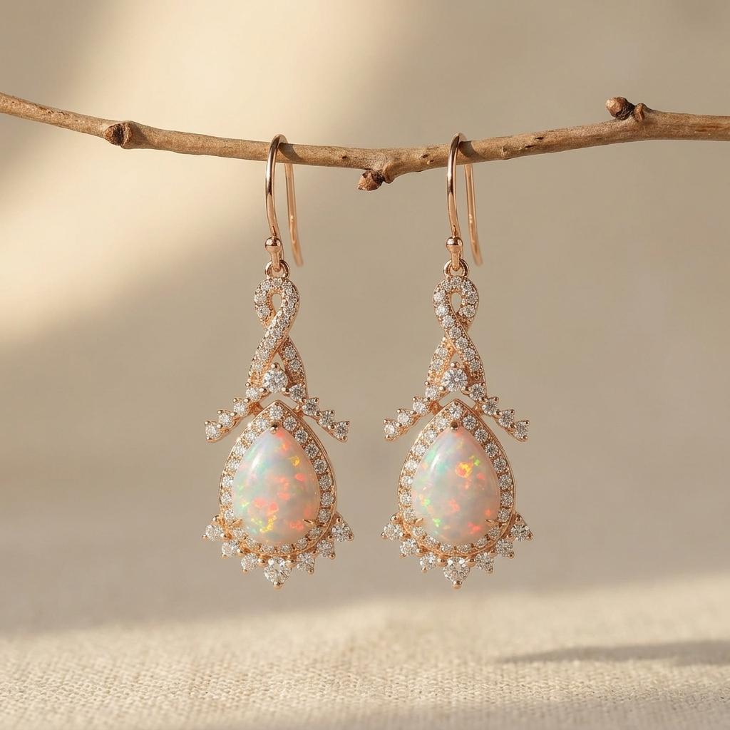 Elegant Vintage Inspired Water Drop Opal Engagement Ring Weddings Parties Ideal Christmas Gift For Her Alloy Inlaid Dating Family And Lovers