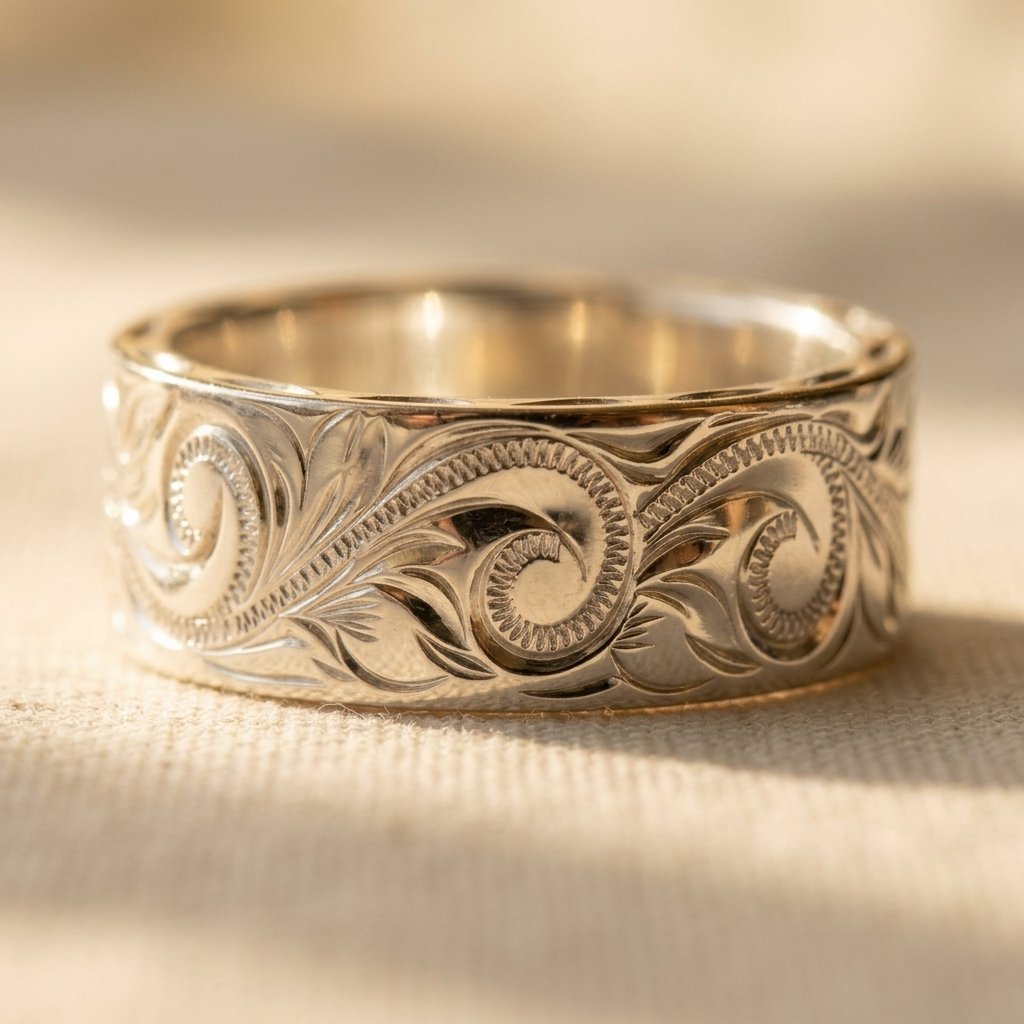 Vintage Silver Filigree Scrollwork Band Ring