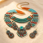 Vintage Bohemian Beaded Jewelry Set Heart Pendant