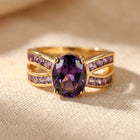 Vintage Gold Amethyst Oval Split Band Ring