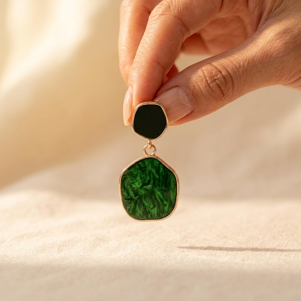 Vintage Geometric Resin Dangle Earrings