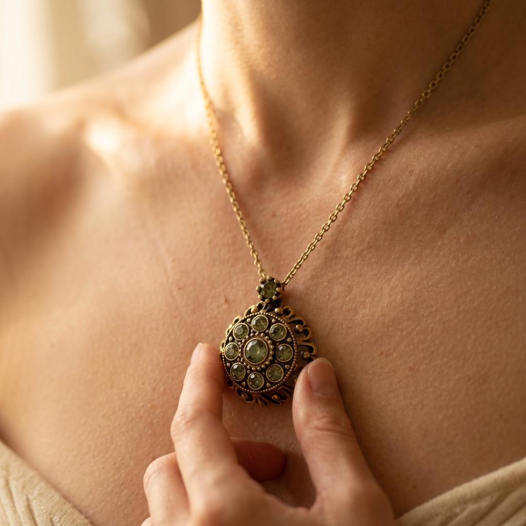 Vintage Flower Pendant Necklace With Zirconia