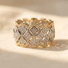 Luxurious Zirconia Inlaid Wide Statement Ring