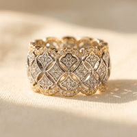 Luxurious Zirconia Inlaid Wide Statement Ring