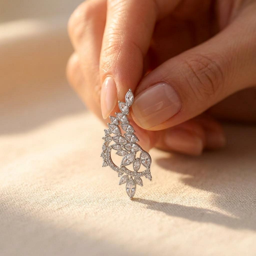 Luxury Silver Crystal Chandelier Drop Earrings