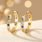 Luxurious Copper Zirconia Star & Moon Hoop Earrings