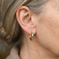 Luxurious Copper Zirconia Star & Moon Hoop Earrings