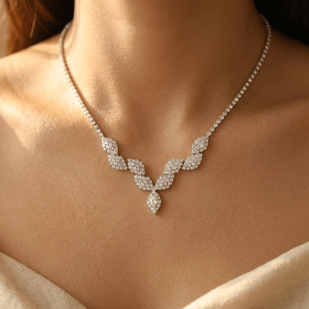 Leaf Necklace And Earrings Jewelry Set