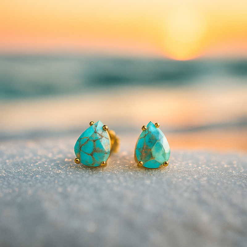 Timeless Turquoise Stone Stud Earrings