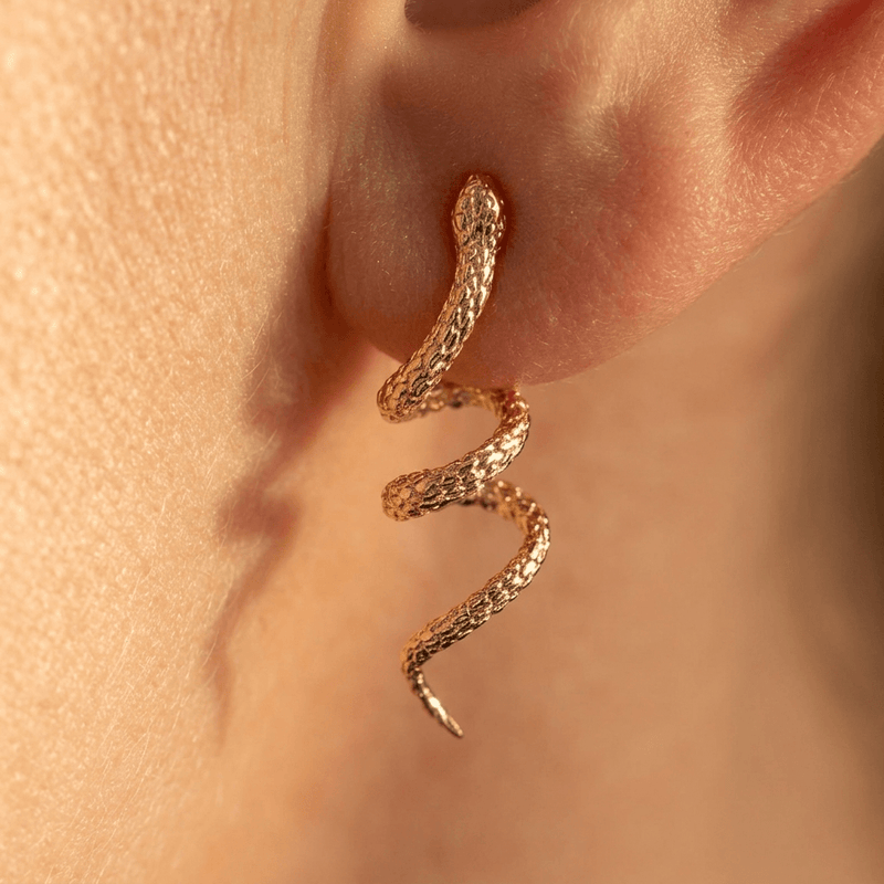 Twisted Gold Snake Stud Earrings
