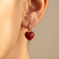 Red Heart Jewelry Set Pendant Necklace Earrings