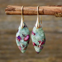 Natural Stone Fuchsite Jasper Drop Earrings