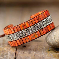 Lotus Boho Wrap Jasper Stone Bracelet