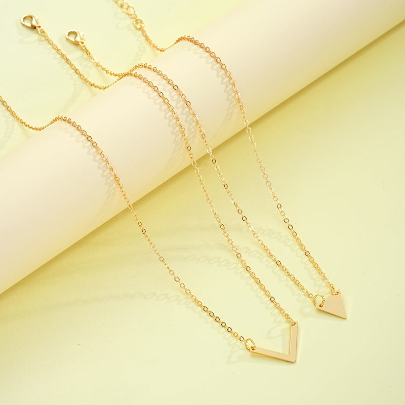 V-Shaped Triangle Chain Bracelet Set