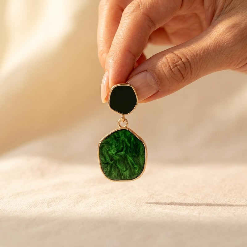 Vintage Geometric Resin Dangle Earrings