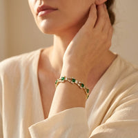 Vintage Gold Emerald Baguette Tennis Bracelet