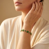 Vintage Gold Emerald Green Floral Bracelet