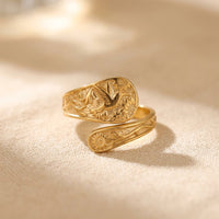 Vintage Gold Engraved Hummingbird Wrap Ring