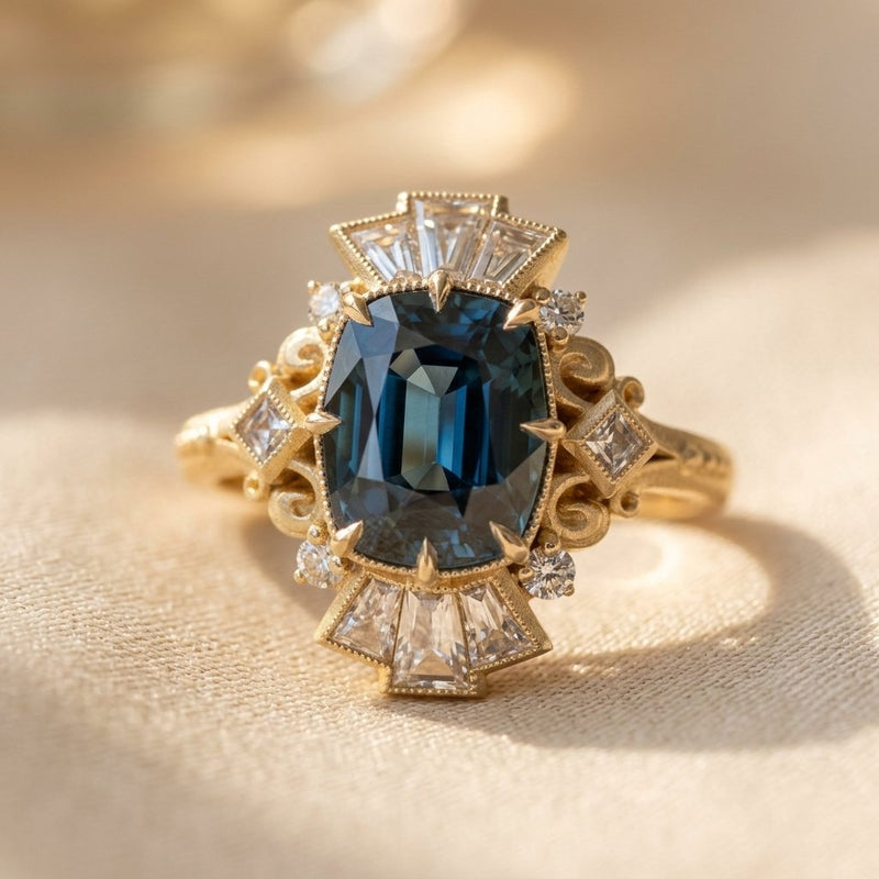 Vintage Gold Sapphire Filigree Ring