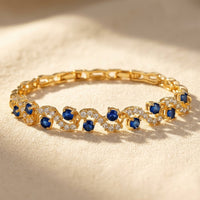 Vintage Gold Sapphire Wave Tennis Bracelet
