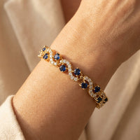 Vintage Gold Sapphire Wave Tennis Bracelet