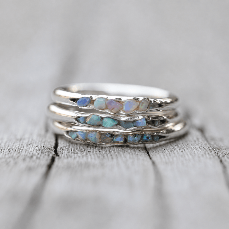 Vintage Layered Blue Stone Silver Ring