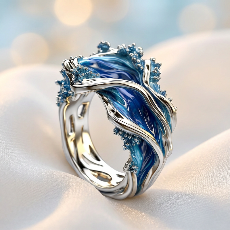 Vintage Ocean Wavy Ring