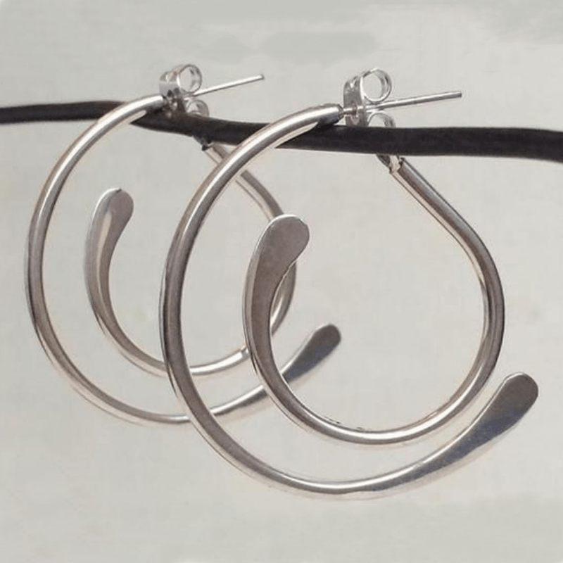 Vintage Simple Patchwork Piercing Silver Plated Earrings