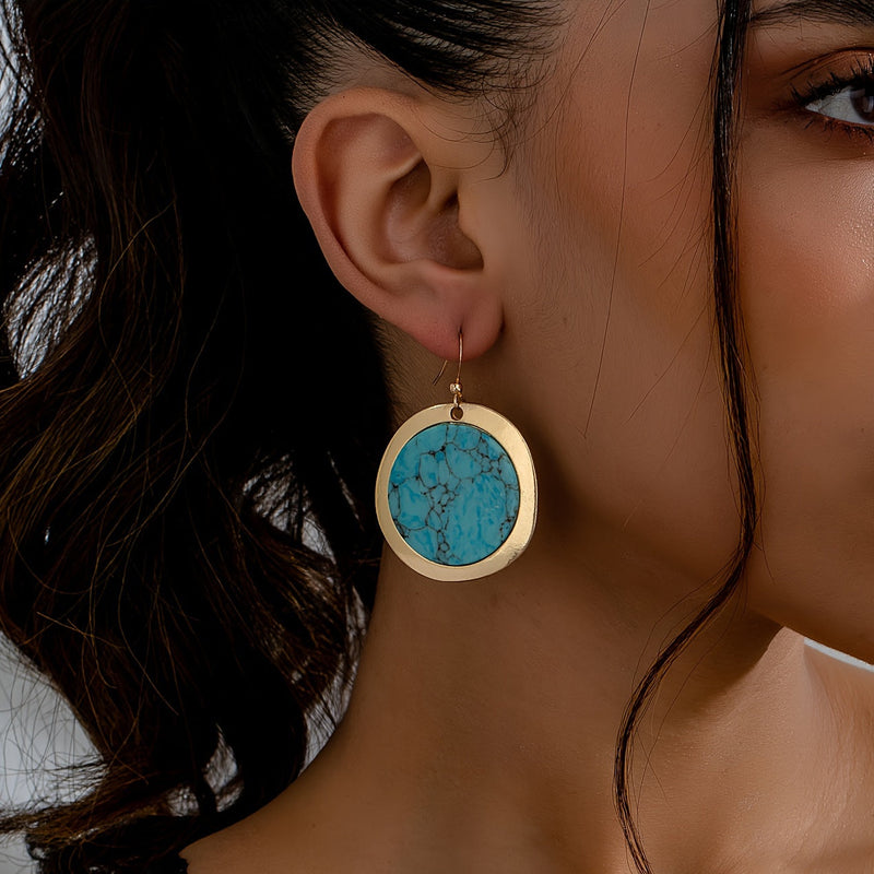 Vintage Style Bohemian Round Turquoise Earrings