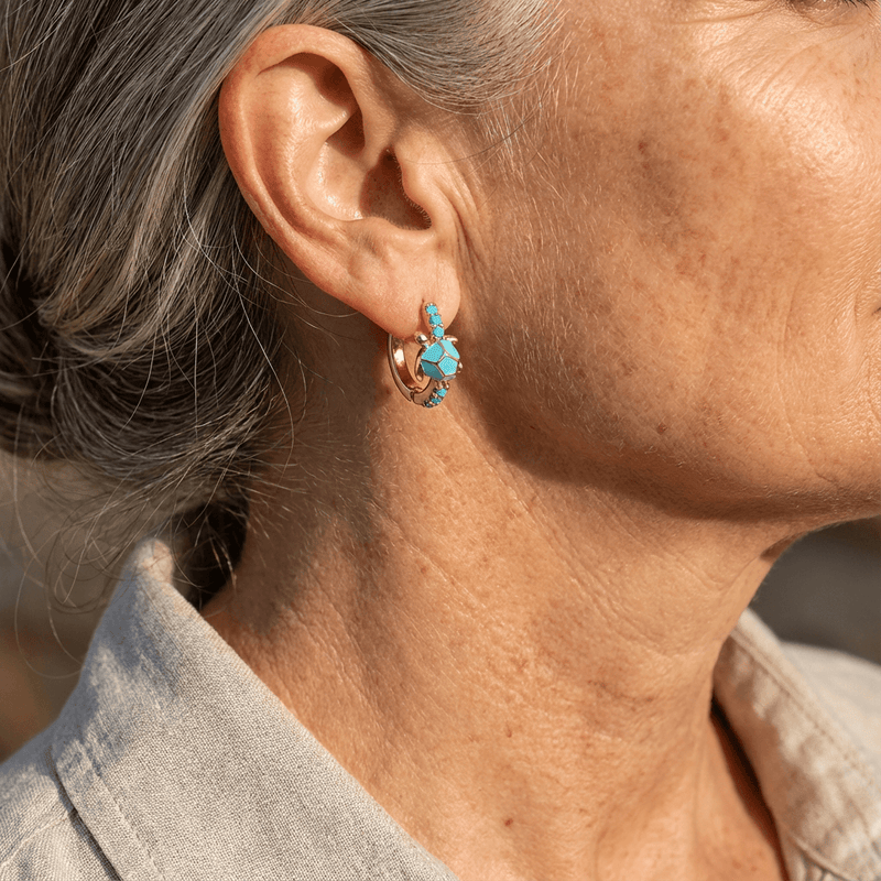 Vintage Turtle Earrings with Synthetic Turquoise