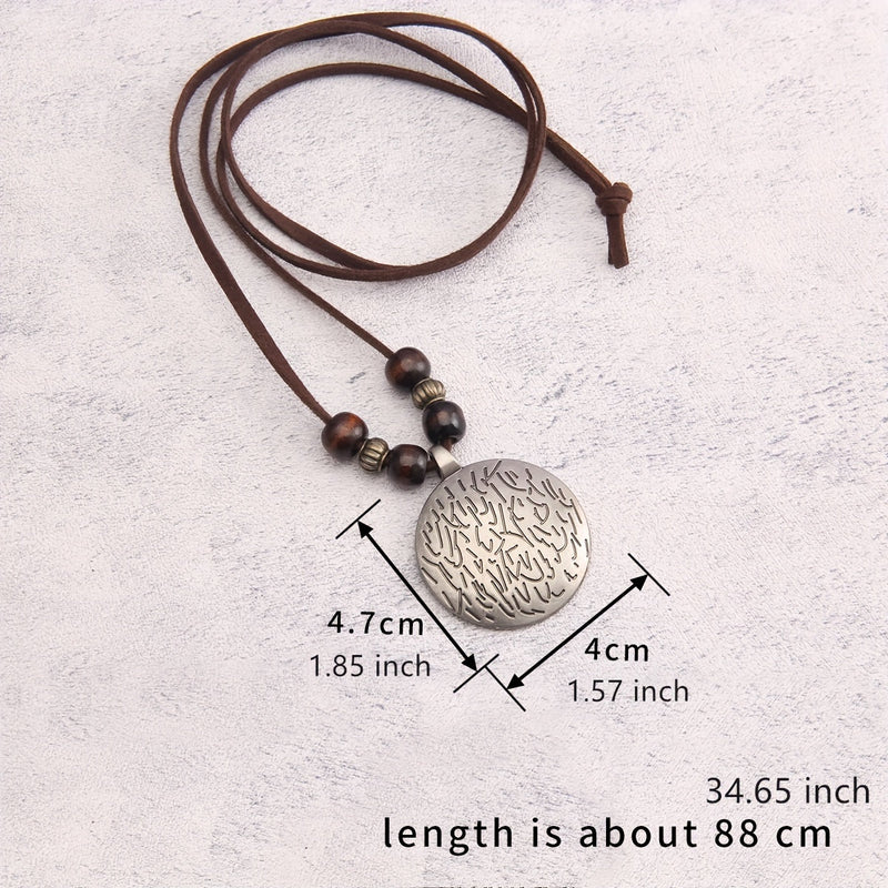 Vintage Twelve Constellations Wooden Beaded Pendant Necklace