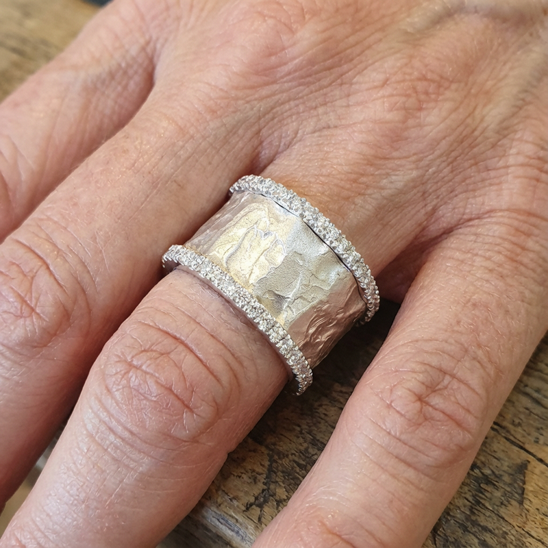 Vintage Wide Silver Plated Statement Ring
