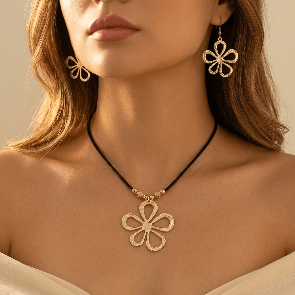 Hollow Flower Stud Jewelry Set
