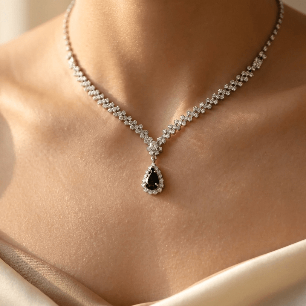 Water Drop Cubic Zirconia Silver Jewelry Set