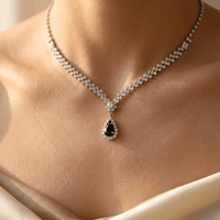 Water Drop Cubic Zirconia Silver Jewelry Set