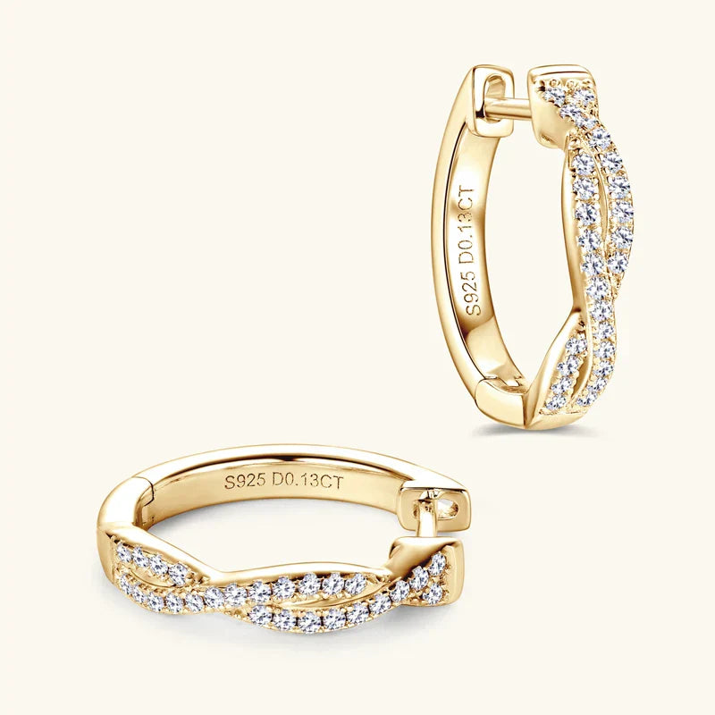 Zirconia Gold Braided Earrings